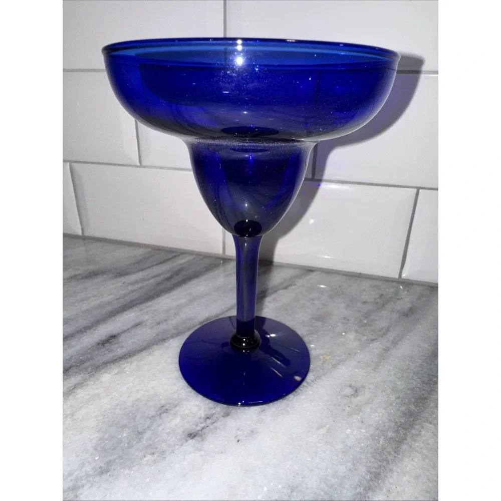 Set Of 6 Pier 1 Cobalt Blue Margarita‎ Glasses Elegant Classic Stemware GW009